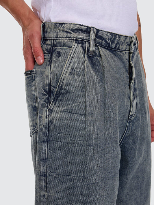 Vanished Big Slacker Baggy Pleat Denim Jean - Vanished Blue