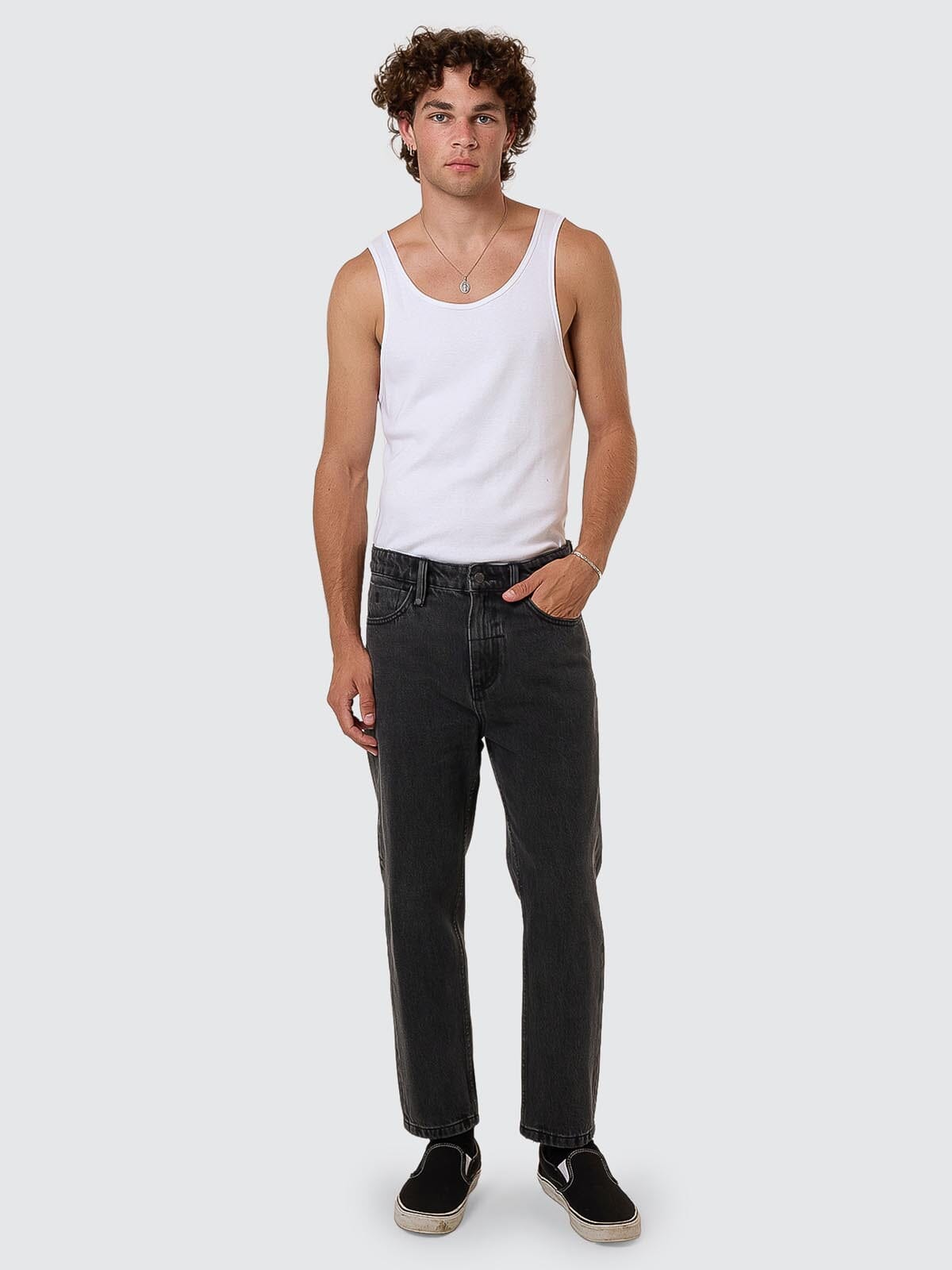 Chopped Straight Cropped Denim Jean - Ash Black