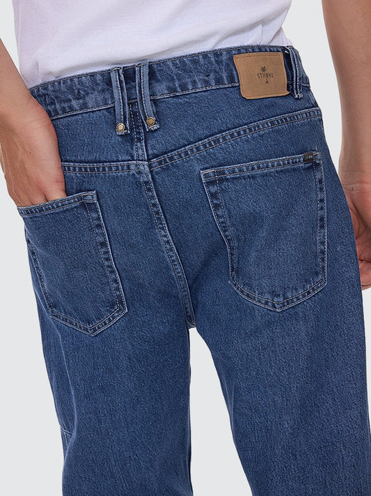 Chopped Straight Cropped Denim Jean - Vintage Rinse Blue