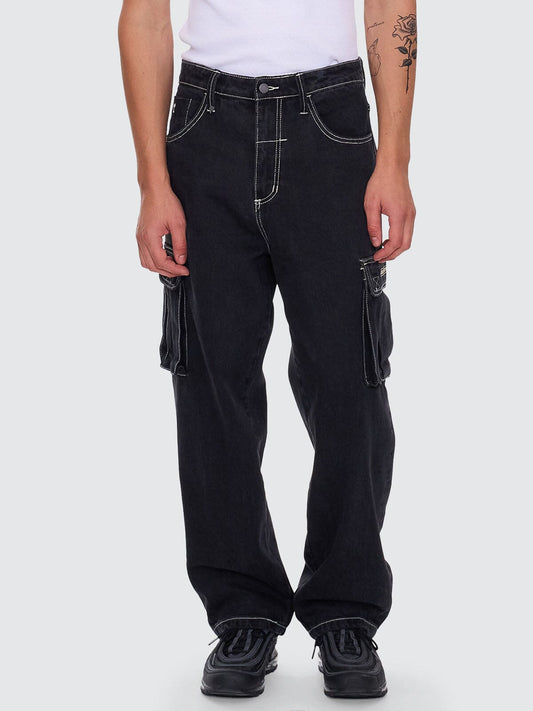 Big Slacker Baggy Denim Cargo Jean - Aged Black