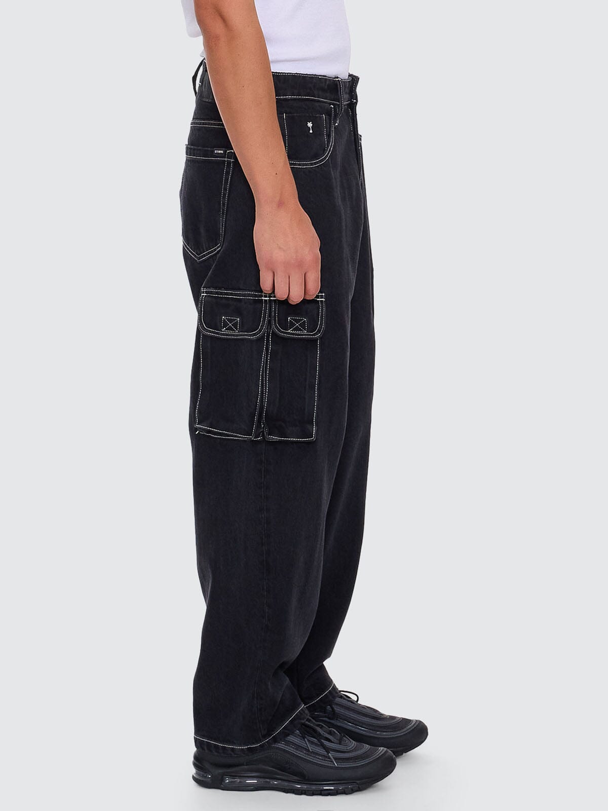 Big Slacker Baggy Denim Cargo Jean - Aged Black
