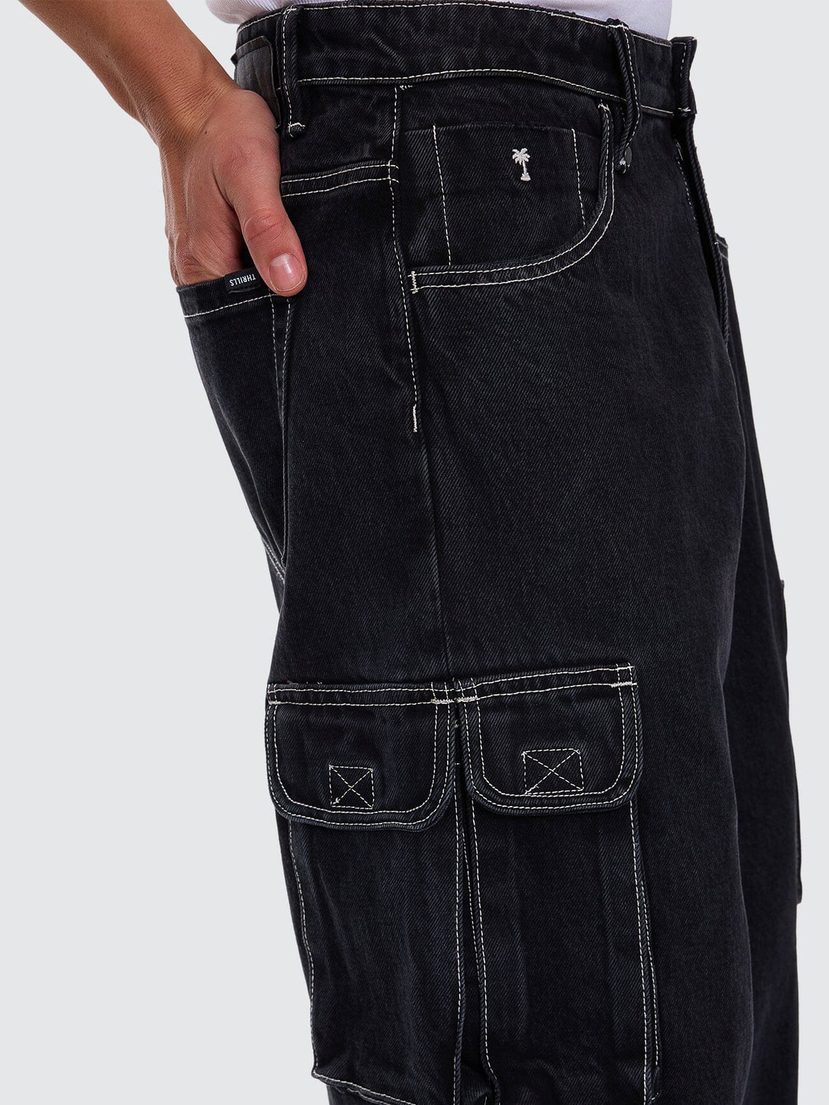 Big Slacker Baggy Denim Cargo Jean - Aged Black