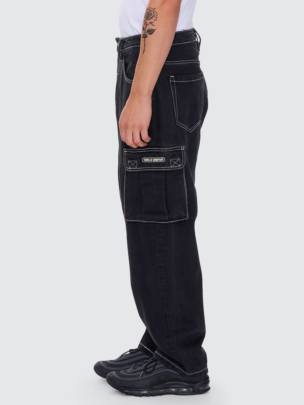 Big Slacker Baggy Denim Cargo Jean - Aged Black