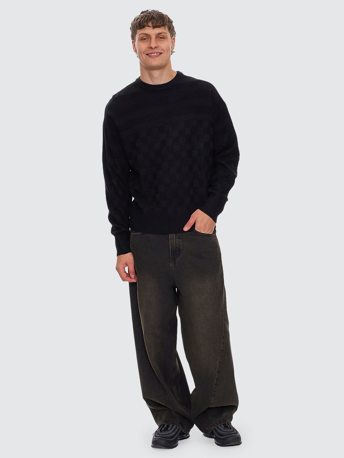 Barrel Leg Balloon Baggy Denim Jean - Dirty Olive Black