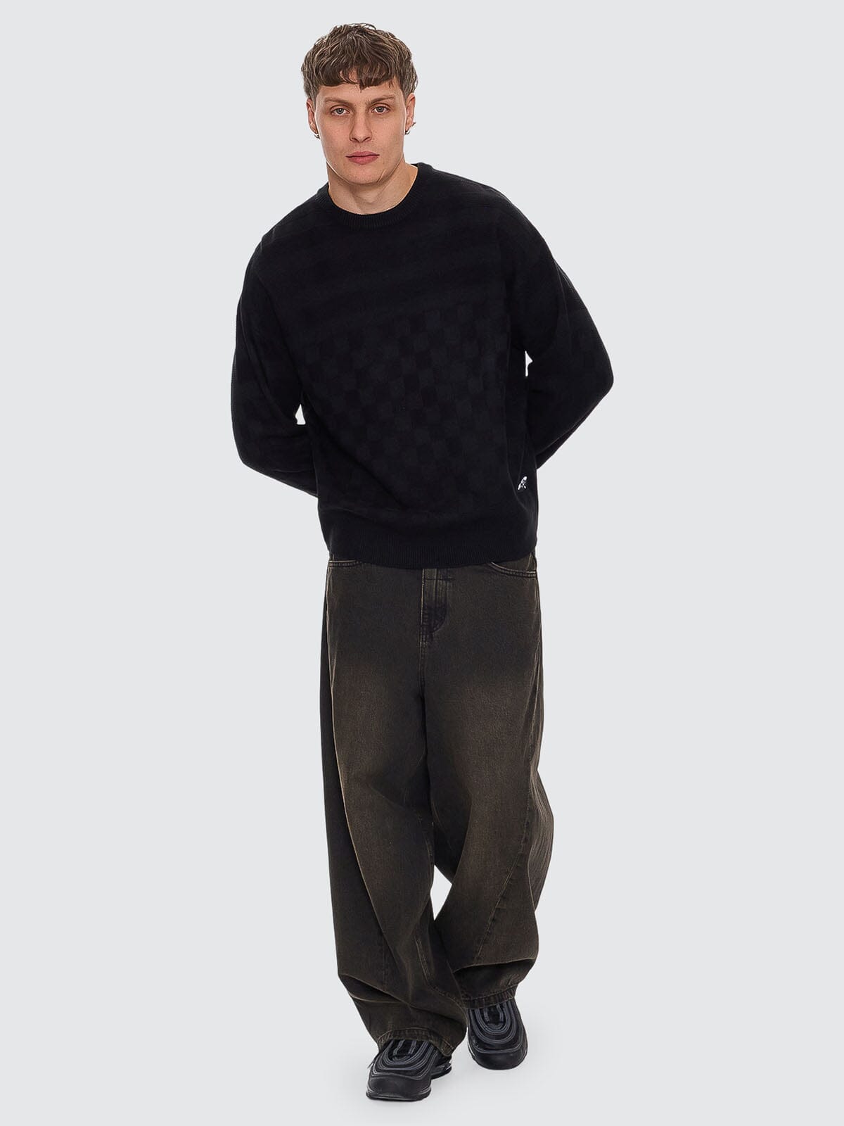 Barrel Leg Balloon Baggy Denim Jean - Dirty Olive Black