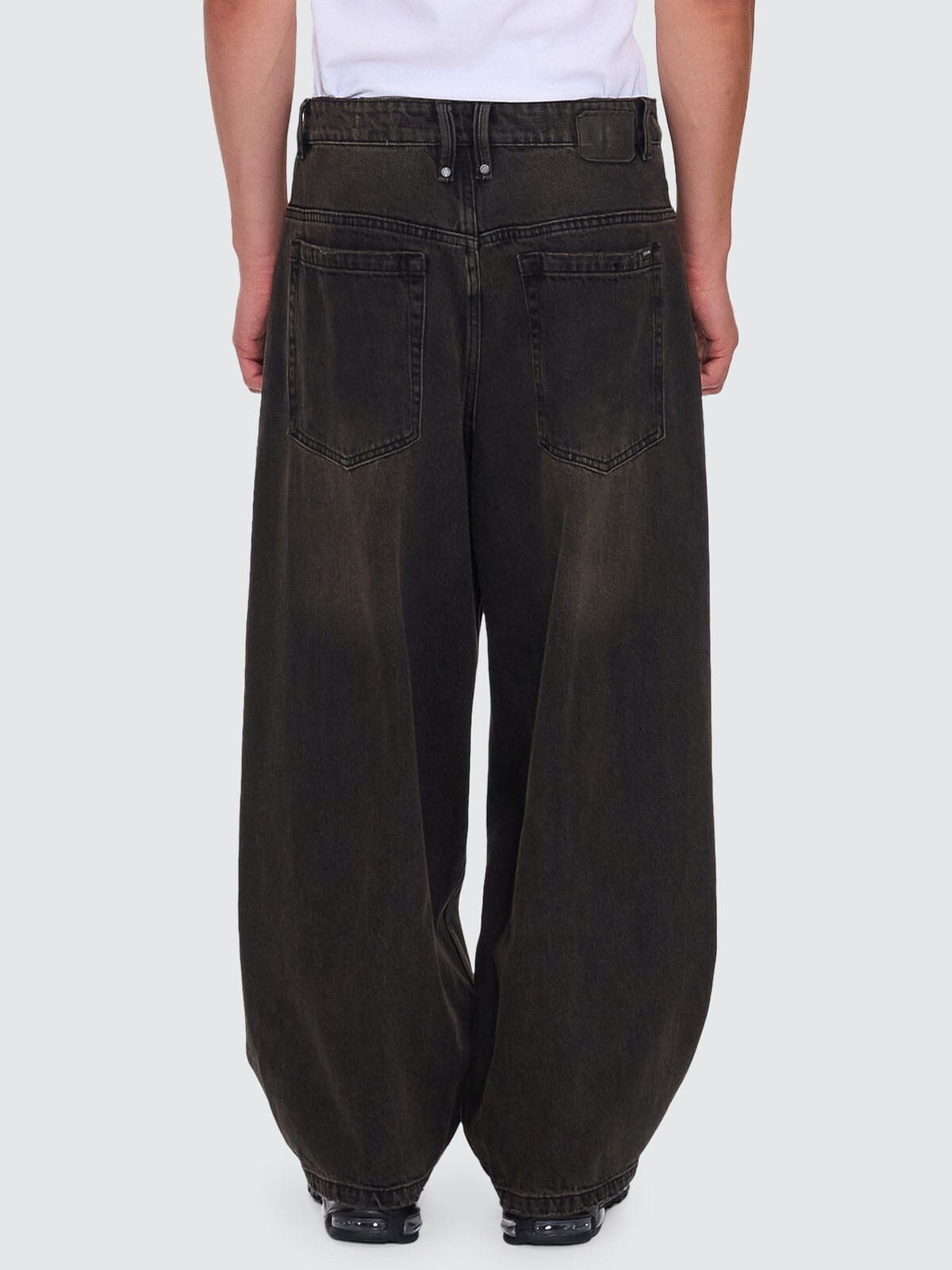 Barrel Leg Balloon Baggy Denim Jean - Dirty Olive Black