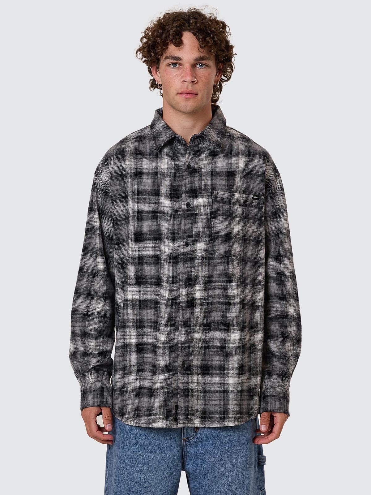 Barrio Long Sleeve Flannel Shirt - Black