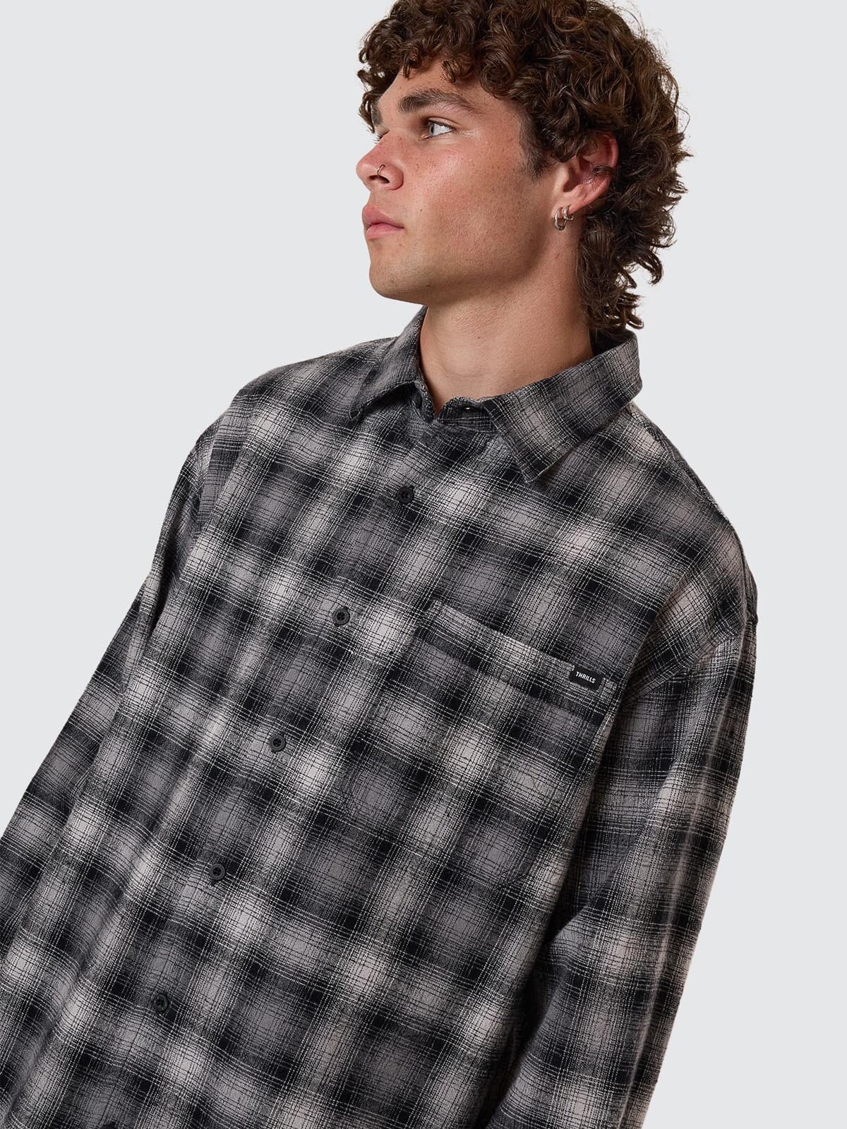 Barrio Long Sleeve Flannel Shirt - Black