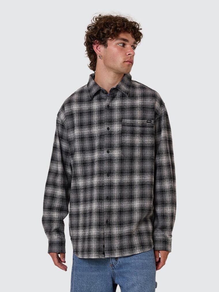 Barrio Long Sleeve Flannel Shirt - Black