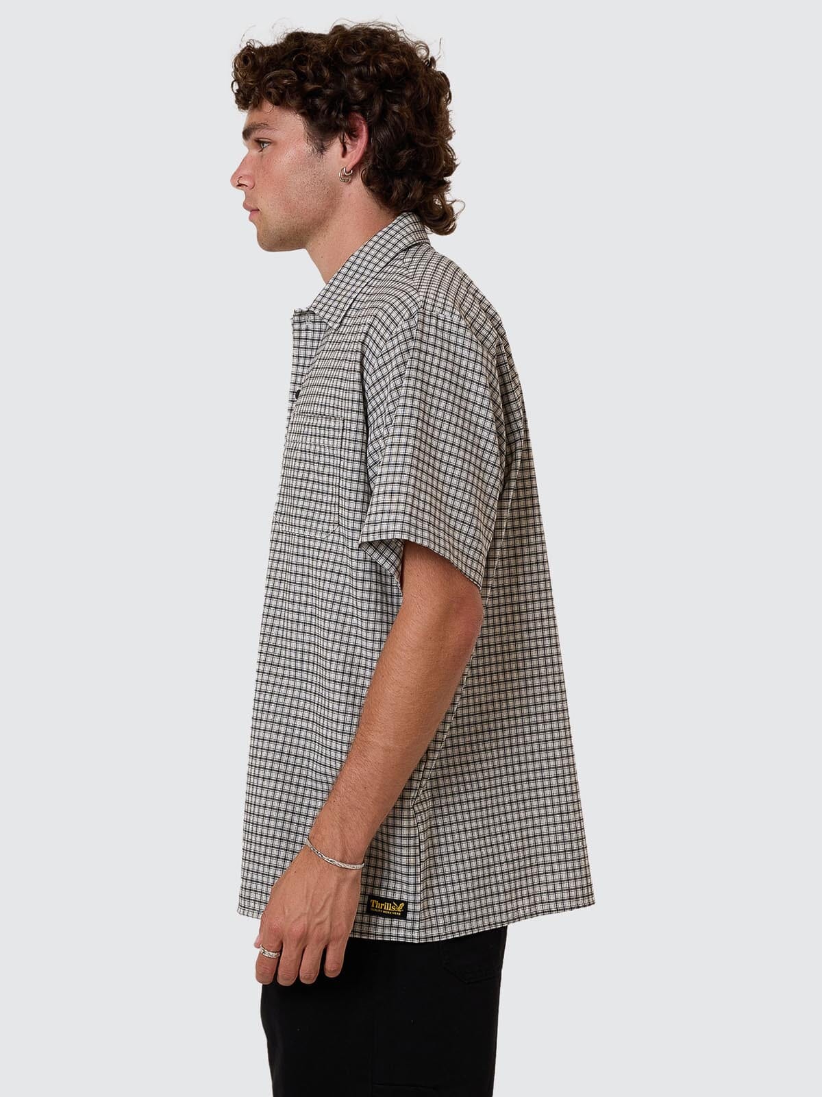 Thrills Union Short Sleeve Check Shirt - Light Stone