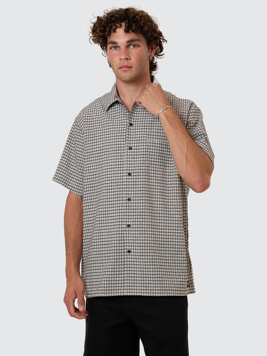 Thrills Union Short Sleeve Check Shirt - Light Stone