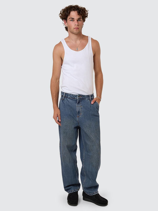 Big Slacker Pleat Denim Jean - Vanish Mid Blue