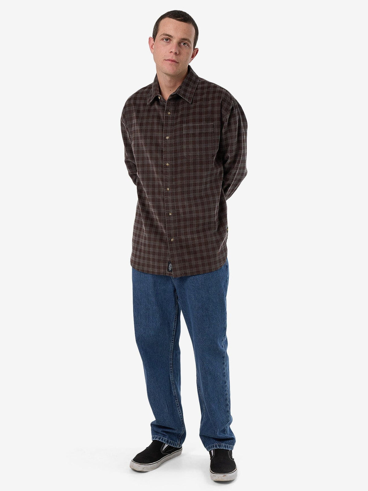 Thrills Union Cord Check Long Sleeve Shirt - Charcoal Rose