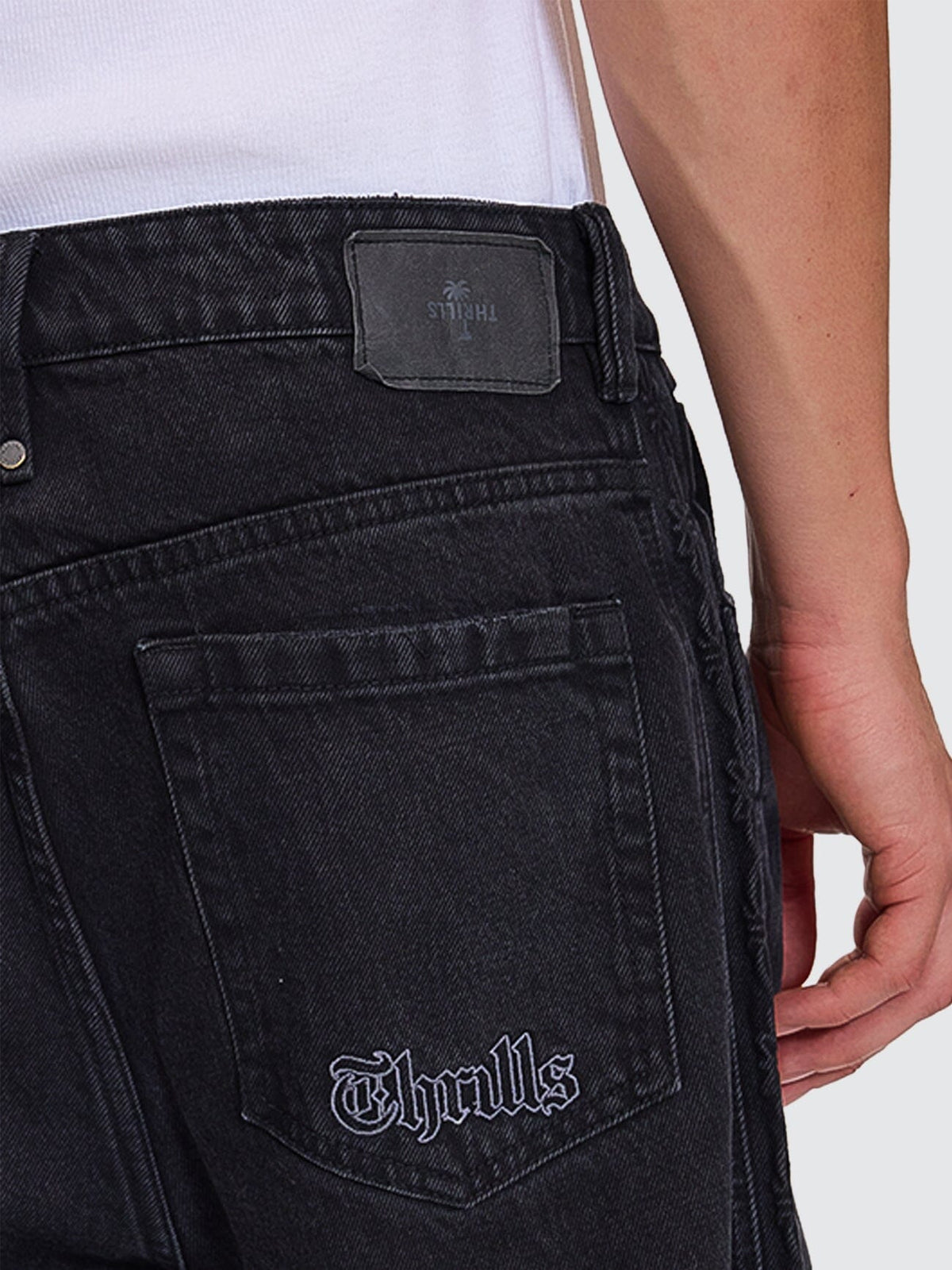 Lighten Up Big Slacker Baggy Cropped Denim Jean - Aged Black