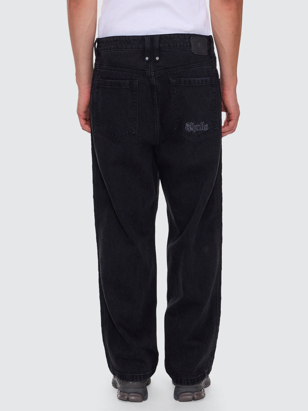 Lighten Up Big Slacker Baggy Cropped Denim Jean - Aged Black